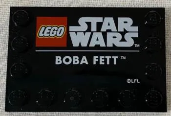 Tile, Modified 4 x 6 with Studs on Edges with Star Wars Logo and 'BOBA FETT' Pattern