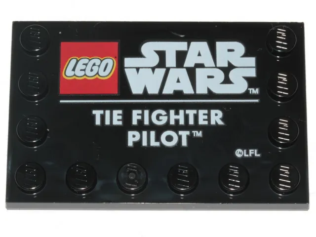 Tile, Modified 4 x 6 with Studs on Edges with Star Wars Logo and 'TIE FIGHTER PILOT' Pattern