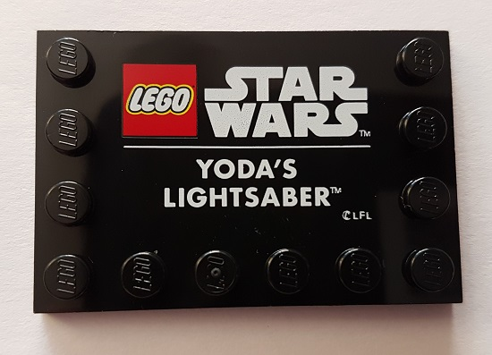 Tile, Modified 4 x 6 with Studs on Edges with Star Wars Logo and 'YODA'S LIGHTSABER' Pattern