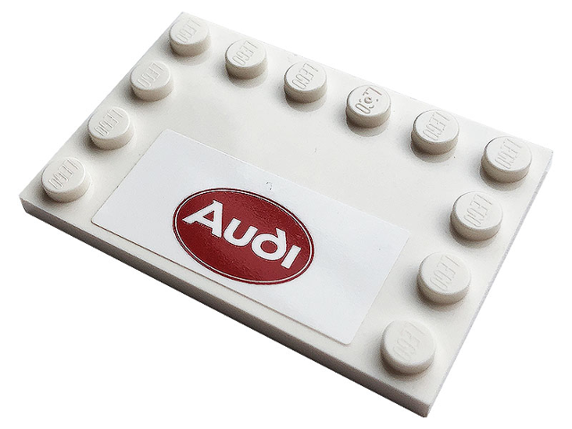 Tile, Modified 4 x 6 with Studs on Edges with 'Audi' on Red Background Pattern (Sticker) - Set 76897