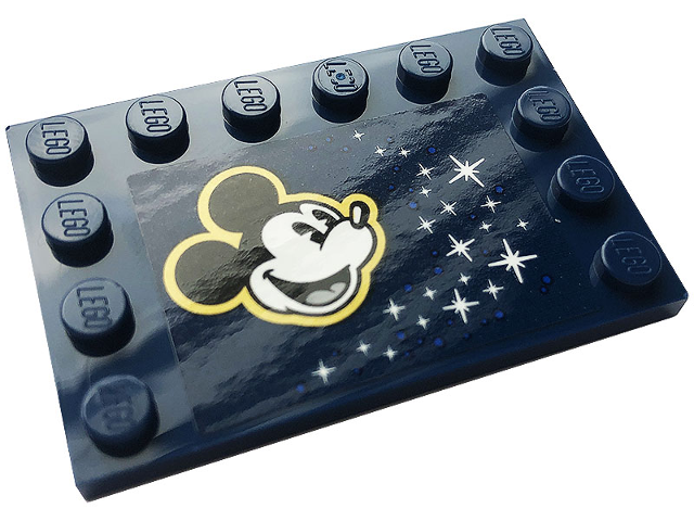 Tile, Modified 4 x 6 with Studs on Edges with Mickey Mouse and Stars Pattern (Sticker) - Set 43179