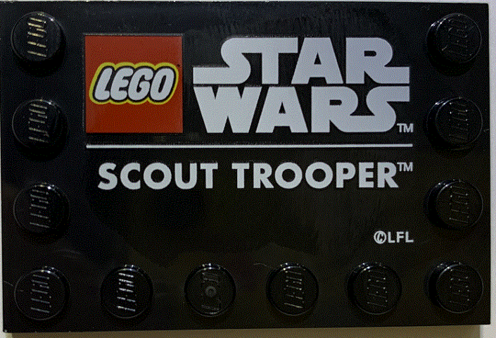 Tile, Modified 4 x 6 with Studs on Edges with Star Wars Logo and 'SCOUT TROOPER' Pattern