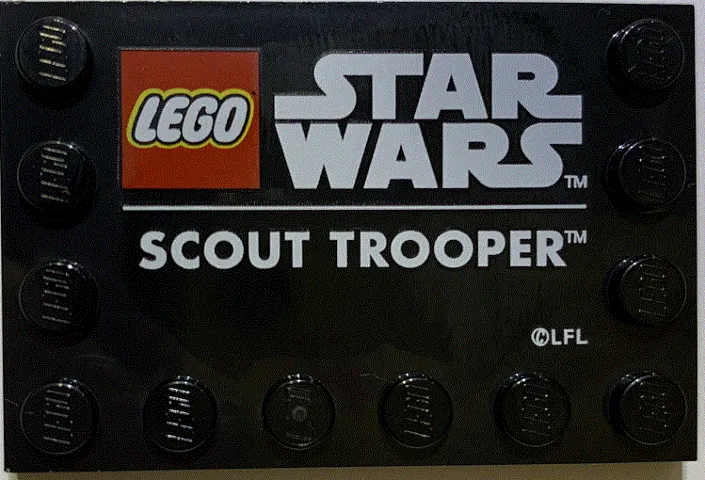 Tile, Modified 4 x 6 with Studs on Edges with Star Wars Logo and 'SCOUT TROOPER' Pattern
