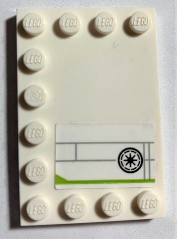 Tile, Modified 4 x 6 with Studs on Edges with SW Galactic Republic Logo, Lime Stripe, Light Bluish Gray Lines Pattern Model Right Side (Sticker) - Set 75191