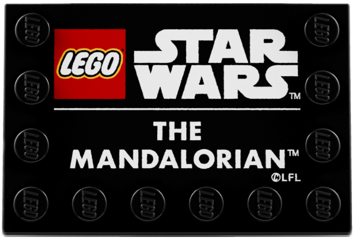 Tile, Modified 4 x 6 with Studs on Edges with LEGO Star Wars Logo and White 'THE MANDALORIAN' Pattern