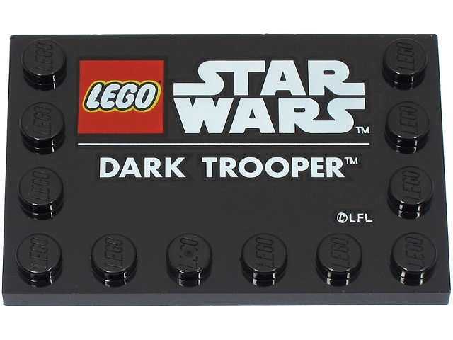 Tile, Modified 4 x 6 with Studs on Edges with LEGO Star Wars Logo and White 'DARK TROOPER' Pattern