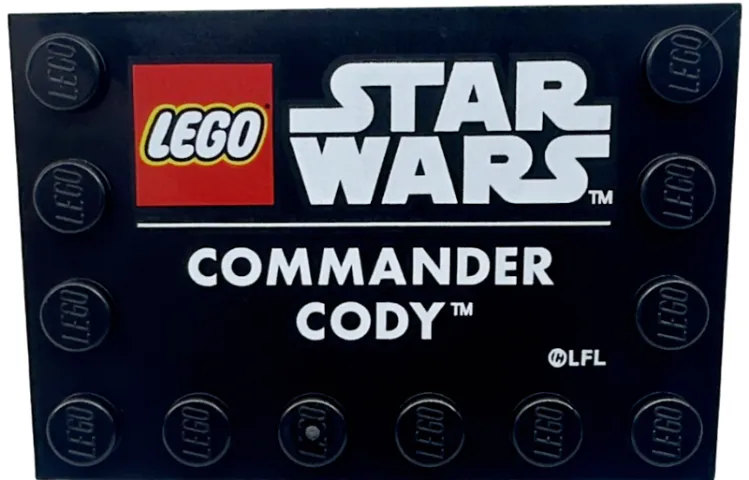 Tile, Modified 4 x 6 with Studs on Edges with LEGO Star Wars Logo and White 'COMMANDER CODY' Pattern