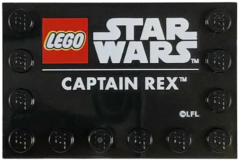 Tile, Modified 4 x 6 with Studs on Edges with LEGO Star Wars Logo and White 'CAPTAIN REX' Pattern
