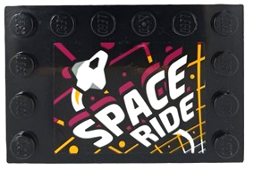 Tile, Modified 4 x 6 with Studs on Edges with White Rocket and 'SPACE RIDE' Pattern (Sticker) - Set 60313
