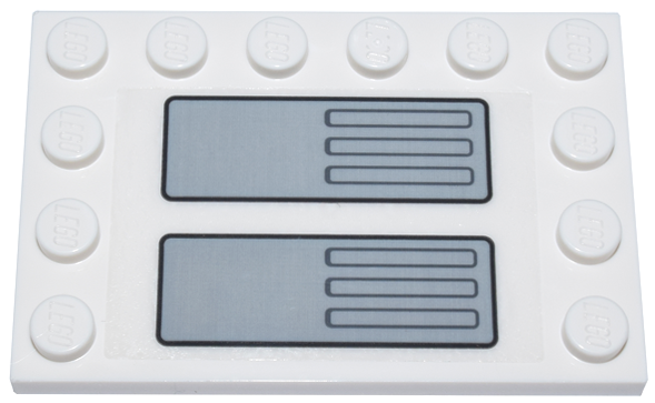 Tile, Modified 4 x 6 with Studs on Edges with Light Bluish Gray and Black Mechanical Panel and Dark Bluish Gray Air Vents Pattern Model Left Side (Sticker) - Set 75357