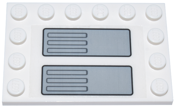 Tile, Modified 4 x 6 with Studs on Edges with Light Bluish Gray and Black Mechanical Panel and Dark Bluish Gray Air Vents Pattern Model Right Side (Sticker) - Set 75357