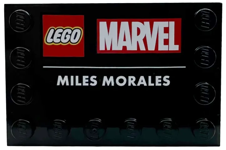 Tile, Modified 4 x 6 with Studs on Edges with LEGO Marvel Logo and 'MILES MORALES' Pattern