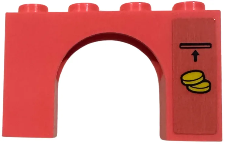 Arch 1 x 4 x 2 with Coin Slot, Arrow, and Yellow Coins Pattern (Sticker) - Set 42674