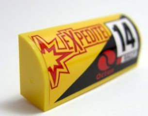 Slope, Curved 1 x 4 x 1 1/3 with Number 14, Rally, Octan and 'EXPEDITE' Pattern Model Left Side (Sticker) - Set 60113