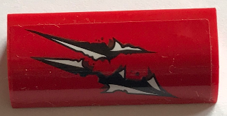 Slope, Curved 1 x 4 x 1 1/3 with Black and Silver Tear Marks Pattern (Sticker) - Set 70907