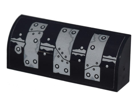 Slope, Curved 1 x 4 x 1 1/3 with 3 Silver Metal Plates, Seams and Rivets Pattern (Sticker) - Set 70840