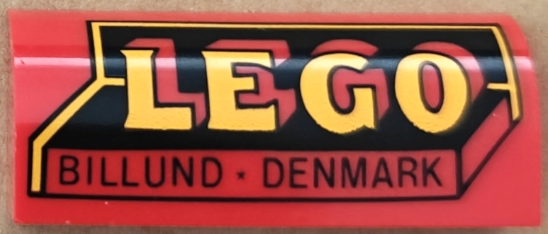 Slope, Curved 1 x 4 x 1 1/3 with Vintage LEGO Logo with Black 'BILLUND' and 'DENMARK' Pattern (Set 4000040)