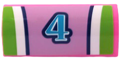 Slope, Curved 1 x 4 x 1 1/3 with Medium Azure Number 4 with Dark Blue, Lime and White Stripes Pattern (Sticker) - Set 41428