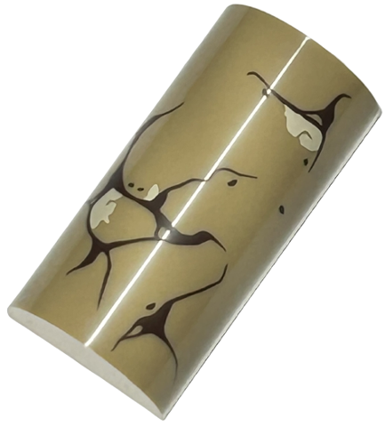 Slope, Curved 2 x 4 Double with Groove with Dark Brown and Tan Cracks (Cracked Walls) Pattern