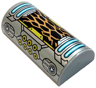 Slope, Curved 2 x 4 Double with Groove with Silver Armor Plates, Gold Circles, Medium Azure Lights and Lightning Energy Pattern (Sticker) - Set 71765