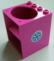 Container, Cupboard 4 x 4 x 4 with Elliptical Hole for Sink with Blue Snowflake Pattern (Sticker) - Set 5847