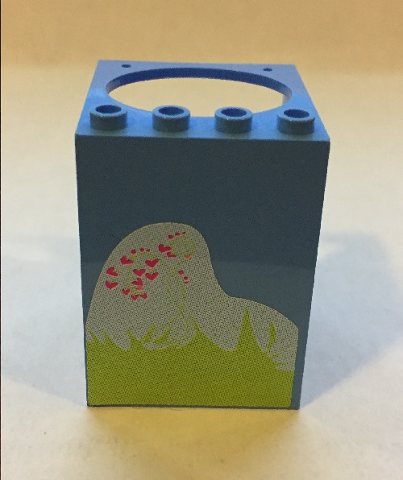 Container, Cupboard 4 x 4 x 4 with Elliptical Hole for Sink with Grass and Small Hearts Pattern (Sticker) - Set 7586