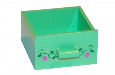 Container, Cupboard 4 x 4 x 4 Drawer, Open Handle, Hearts and Leaves Pattern (Sticker) - Set 5890