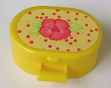 Scala Utensil Oval Case with Pink Flower and Red Dots on Light Yellow Pattern (Sticker) - Sets 3118 / 3204 / 3210