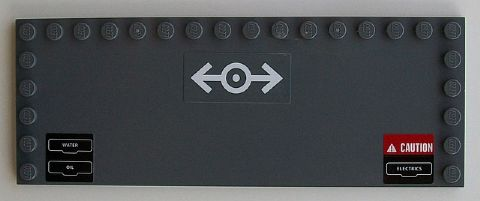 Tile, Modified 6 x 16 with Studs on Edges with White Train Logo and 'WATER', 'OIL', 'CAUTION' and 'ELECTRICS' Pattern (Stickers) - Set 60098