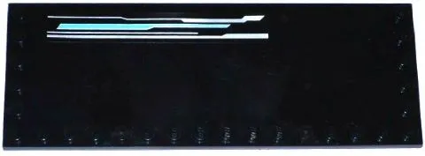 Tile, Modified 6 x 16 with Studs on Edges with Silver and Medium Azure Lines Pattern Model Right Side (Sticker) - Set 70173