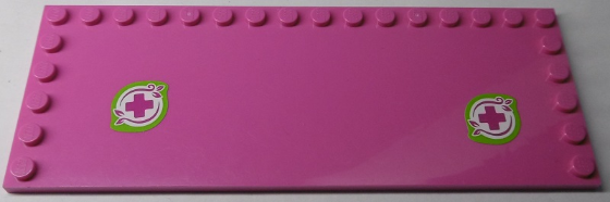 Tile, Modified 6 x 16 with Studs on Edges with Two Magenta Crosses with Lime Border Pattern (Stickers) - Set 41038