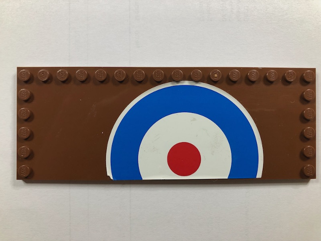 Tile, Modified 6 x 16 with Studs on Edges with White and Blue Semicircles and Red Circle (British Roundel) Pattern Model Left Side (Sticker) - Set 3451