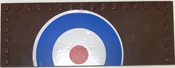Tile, Modified 6 x 16 with Studs on Edges with White and Blue Semicircles and Red Circle (British Roundel) Pattern Model Right Side (Sticker) - Set 3451