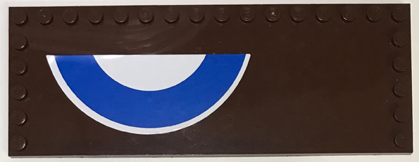 Tile, Modified 6 x 16 with Studs on Edges with White and Blue Semicircles (British Roundel) Pattern Model Left Side (Sticker) - Set 3451