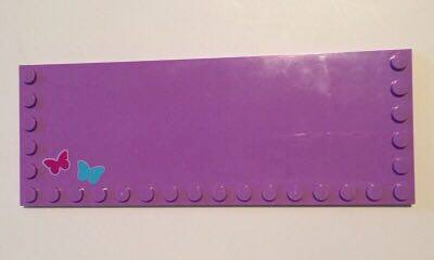 Tile, Modified 6 x 16 with Studs on Edges with Magenta and Medium Azure Butterflies Pattern (Stickers) - Set 41037
