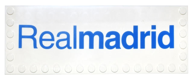 Tile, Modified 6 x 16 with Studs on Edges with Blue 'Realmadrid' Pattern