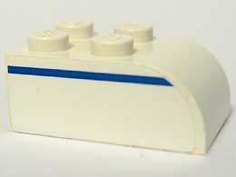 Slope, Curved 3 x 2 with 4 Studs with Blue Line Left Pattern (Sticker) - Set 1376