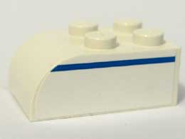 Slope, Curved 3 x 2 with 4 Studs with Blue Line Right Pattern (Sticker) - Set 1376