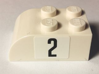 Slope, Curved 3 x 2 with 4 Studs with Black Number 2 on Left Pattern (Sticker) - Set 40194
