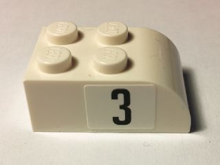 Slope, Curved 3 x 2 with 4 Studs with Black Number 3 on Right Pattern (Sticker) - Set 40194