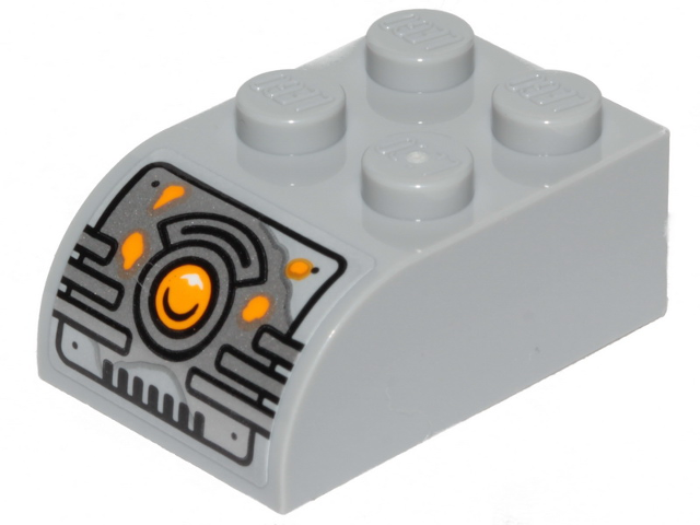 Slope, Curved 3 x 2 with 4 Studs with Juicer Controls and Bright Light Orange Button Pattern (Sticker) - Set 40336