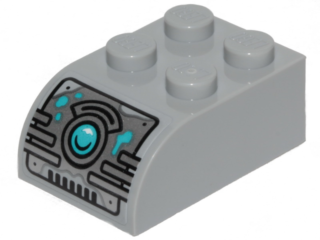 Slope, Curved 3 x 2 with 4 Studs with Juicer Controls and Medium Azure Button Pattern (Sticker) - Set 40336