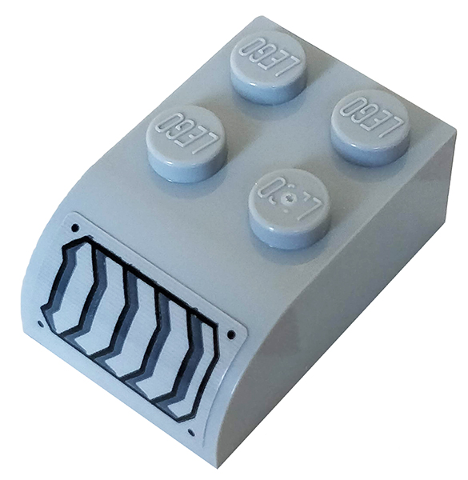 Slope, Curved 3 x 2 with 4 Studs with Vents and Rivets Pattern Model Right Side (Sticker) - Set 76160