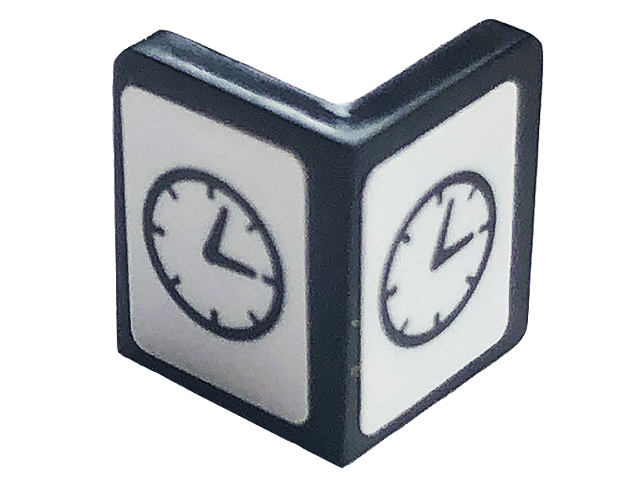 Panel 1 x 1 x 1 Corner with Clock on White Background Pattern on Two Sides (Stickers) - Set 10272