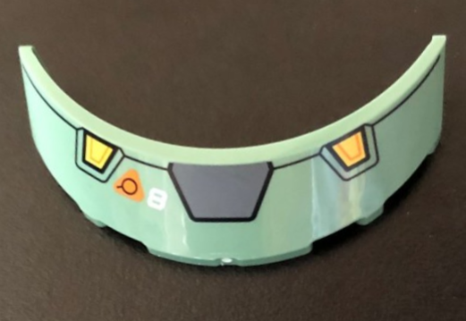 Windscreen 3 x 6 x 1 Curved with White Number 8 and Dark Bluish Gray Trapezoid Pattern