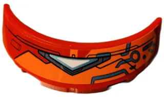 Windscreen 3 x 6 x 1 Curved with Orange Armor Plates with Black Outlines and Metallic Light Blue Circuitry Pattern (Sticker) - Set 76194