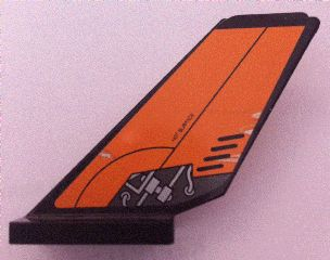 Tail Shuttle with 'HOT SURFACE' and Mechanical Rods on Orange Background Pattern on Both Sides (Stickers) - Set 8634