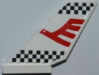 Tail Shuttle with Red Airline Bird and Black Checkered Pattern on Both Sides (Stickers) - Set 7643