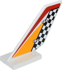 Tail Shuttle with Checkered Rudder and Red and Bright Light Orange Pattern on Both Sides (Stickers) - Set 60019