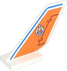 Tail Shuttle with Rudder, Blue Line and Coast Guard Logo on Orange Background Pattern on Both Sides (Stickers) - Set 60015